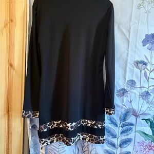 Chic Black Dress with Leopard Print Details